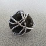 Grey Stone-Sliver Tone Swirl Ring