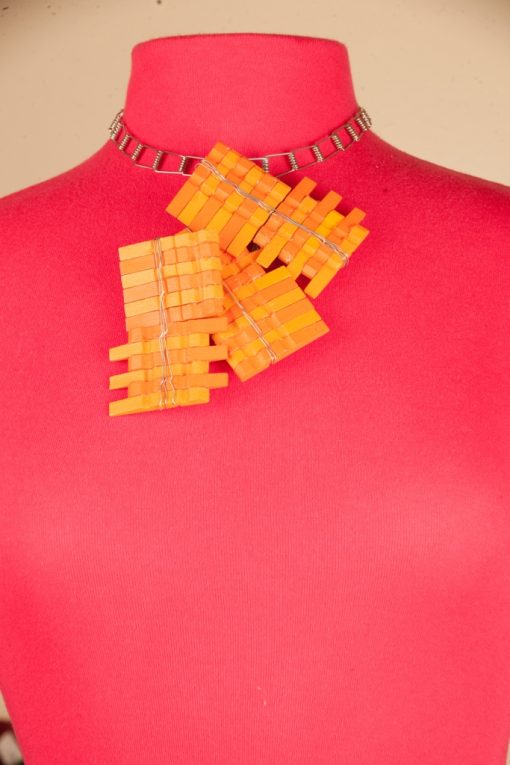 Two-Tone Orange Clothespin Necklace